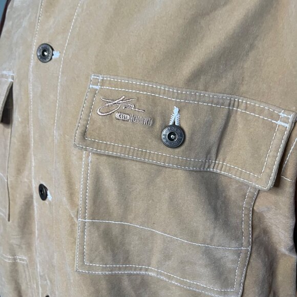 Mens Koman Suede Jacket Button Down Coat Color Blocked Size L New u - Picture 3 of 16